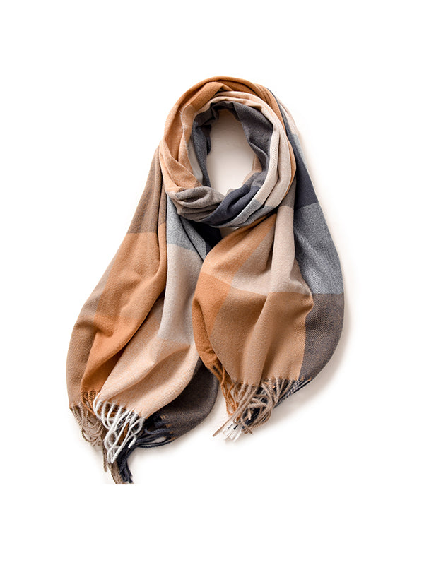 Keep Warm Plaid Tasseled Shawl&Scarf