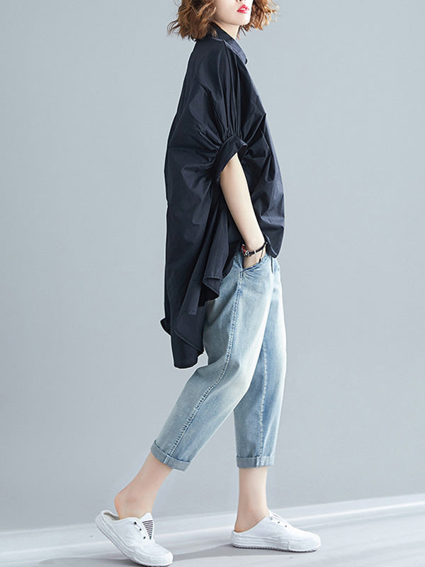 Irregular High-Low Oversize Batwing Sleeve Shirt