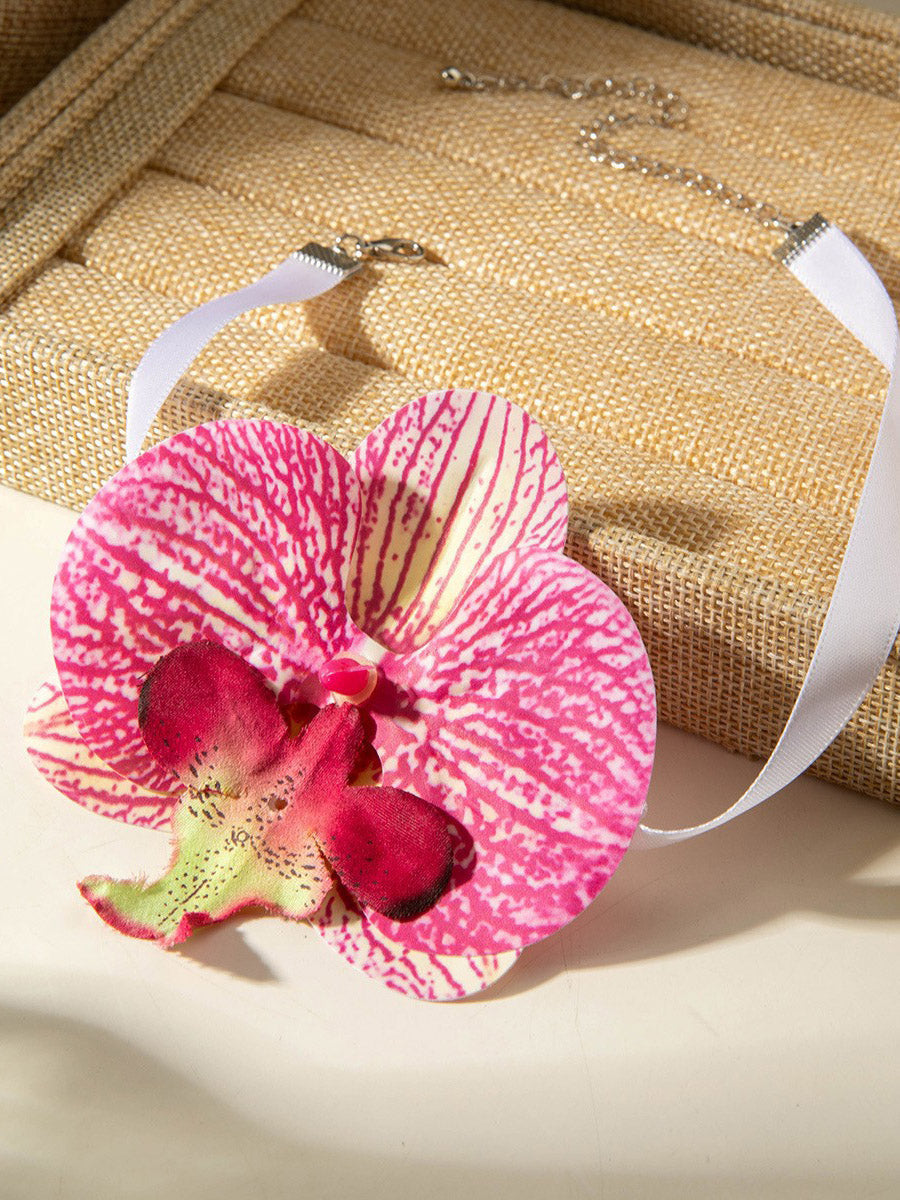 Three-Dimensional Flower Solid Color Flower Shape Necklaces Accessories