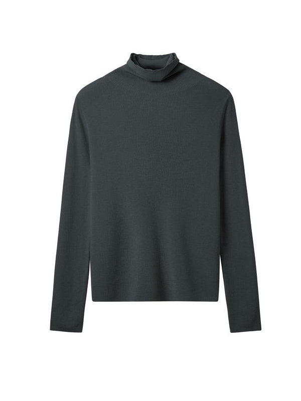 Long Sleeves Skinny Solid Color High-Neck Knitwear Pullovers Sweater Tops