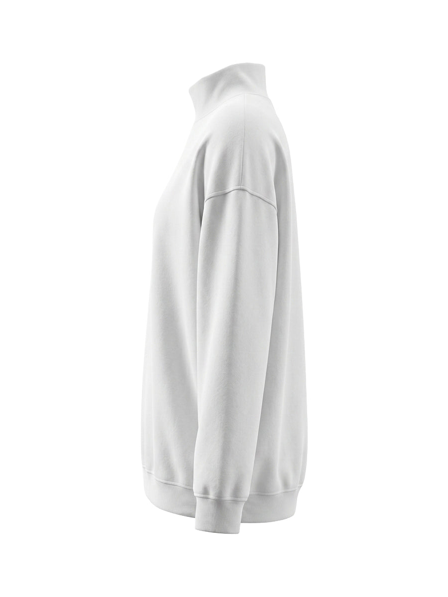 Long Sleeves Loose Buttoned Solid Color Split-Joint High Neck Mini Dresses Sweatershirt
