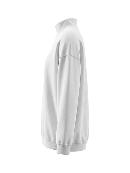 Long Sleeves Loose Buttoned Solid Color Split-Joint High Neck Mini Dresses Sweatershirt