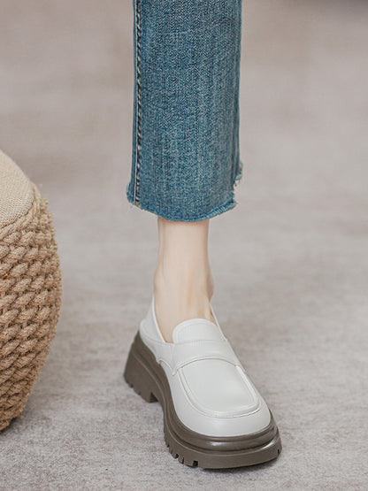 Round-Toe Split-Joint Loafers Platform Shoes