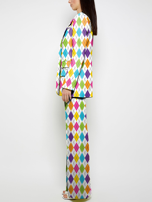 Loose Wide Leg Pockets Printed Pants Suit Pants Trousers