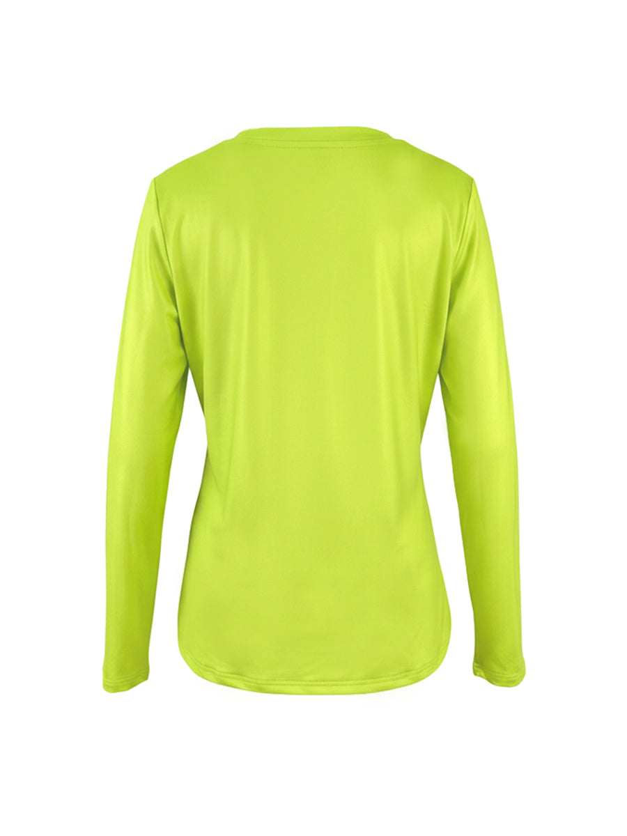 Long Sleeves Contrast Color Flower Print Split-Joint Round-Neck T-Shirts Tops
