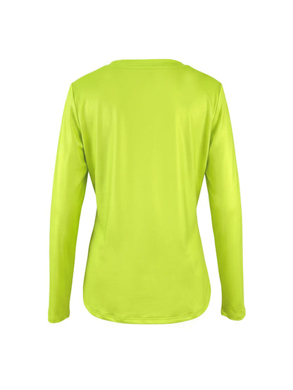 Long Sleeves Contrast Color Flower Print Split-Joint Round-Neck T-Shirts Tops