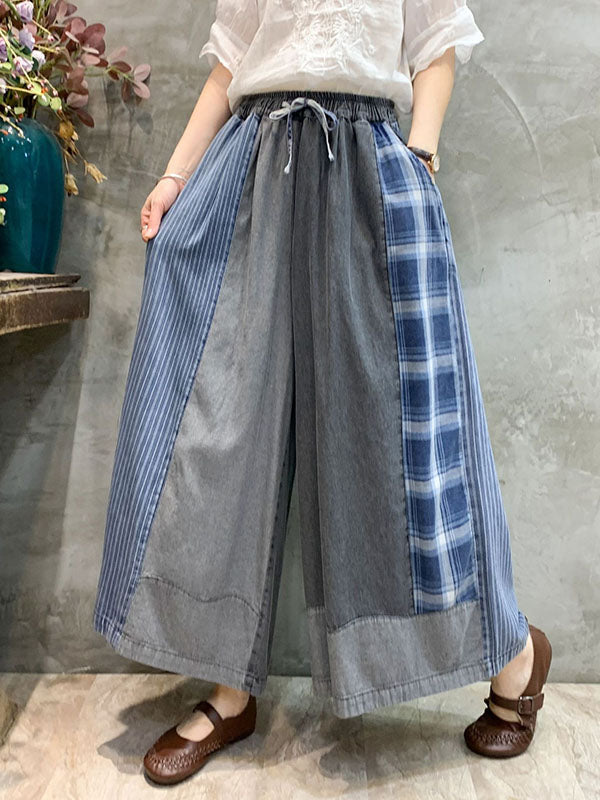 Wide Leg Split-Joint Striped Casual Pants Bottoms Jean Pants Bottoms