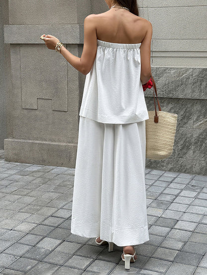 Loose Sleeveless Elasticity Solid Color Tube Suits
