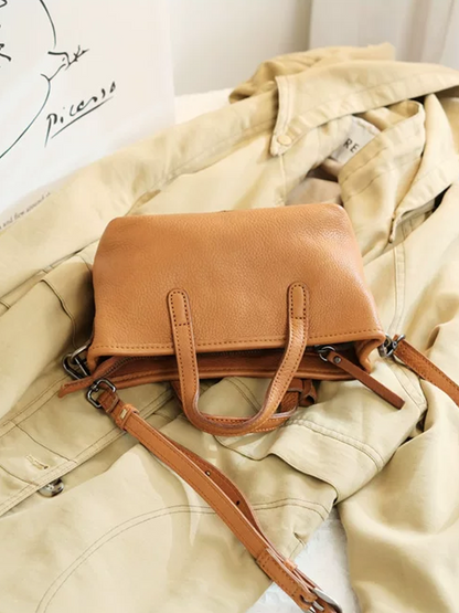 Genuine Leather Vintage Mini Bucket Tote