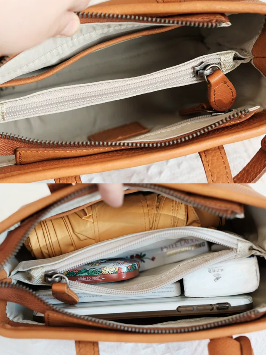 Genuine Leather Vintage Mini Bucket Tote