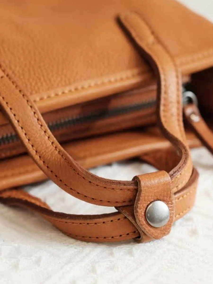 Genuine Leather Vintage Mini Bucket Tote
