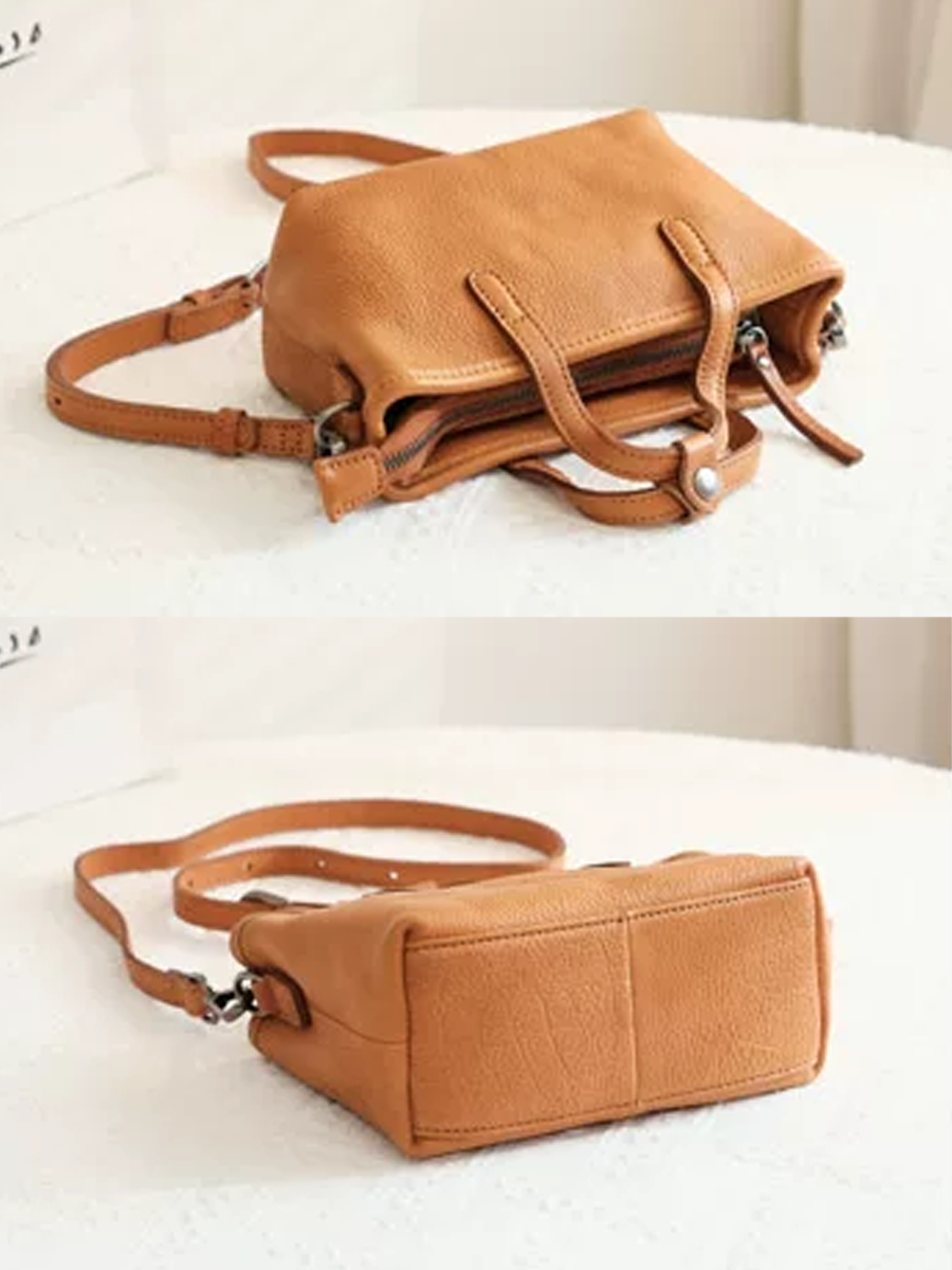 Genuine Leather Vintage Mini Bucket Tote