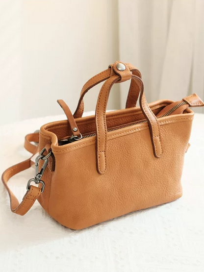 Genuine Leather Vintage Mini Bucket Tote