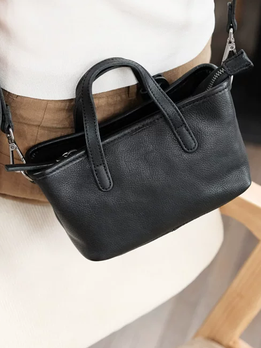Genuine Leather Vintage Mini Bucket Tote