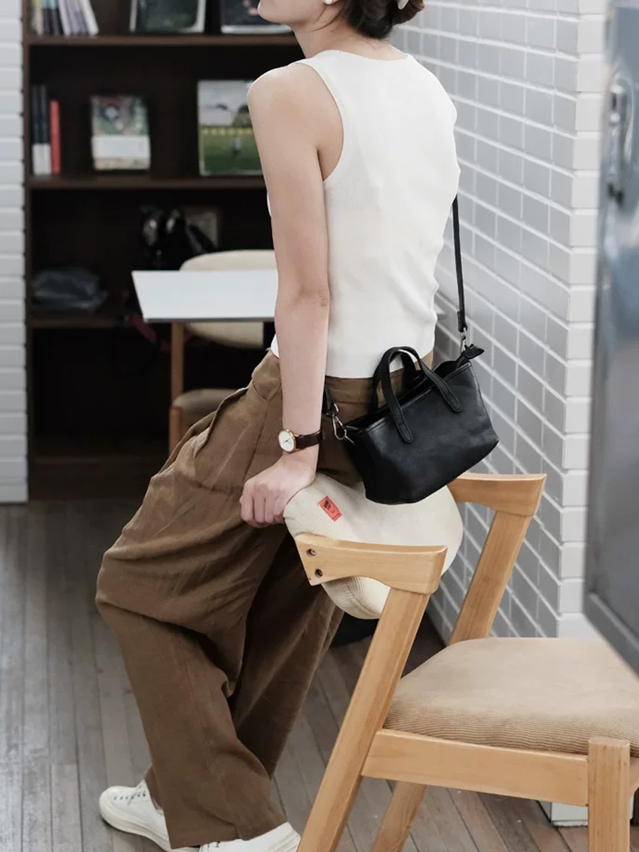 Genuine Leather Vintage Mini Bucket Tote