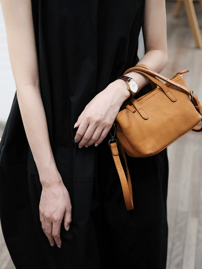 Genuine Leather Vintage Mini Bucket Tote