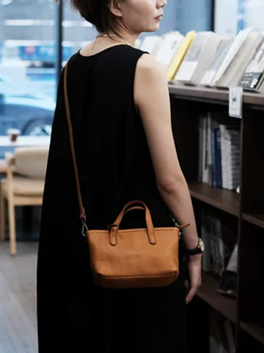 Genuine Leather Vintage Mini Bucket Tote
