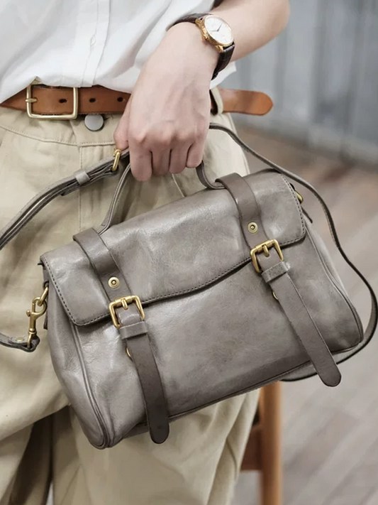 Vintage Leather Commuter Crossbody Bag