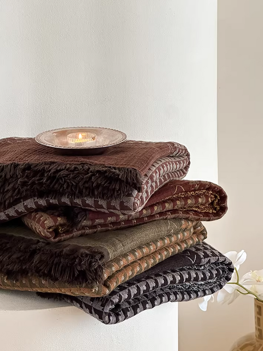 Retro Yarn-dyed 100% Cotton Gauze Throw Blanket