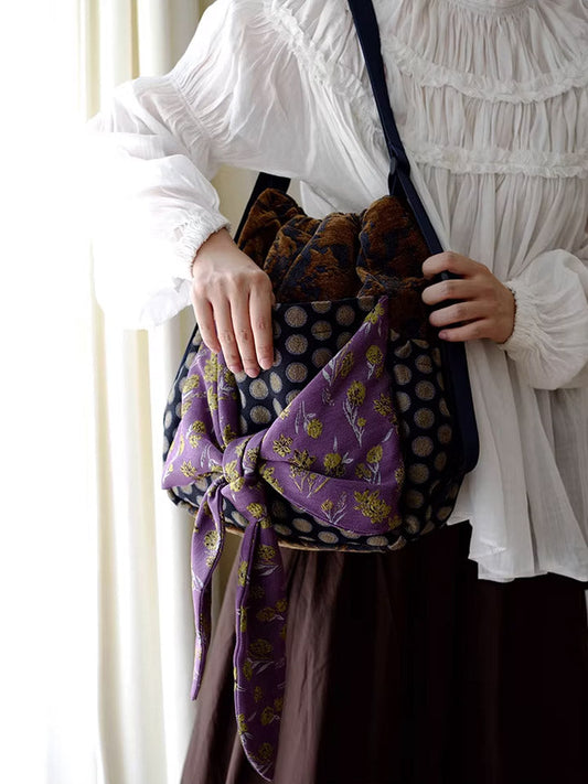 Women Retro Patchwork Multifunction Backpack/ Shoulder Bag