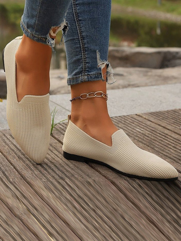 Pointed-Toe Shallow Cut Split-Joint Flat Shoes