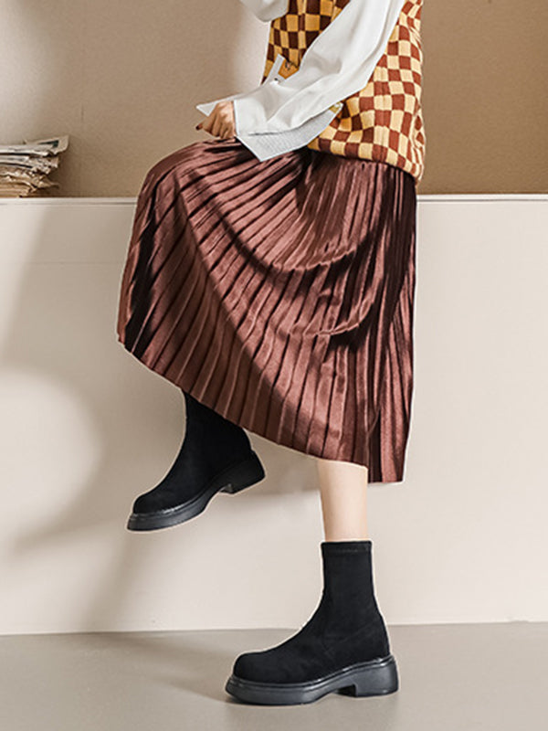 Round-Toe Split-Joint Velvet Boots