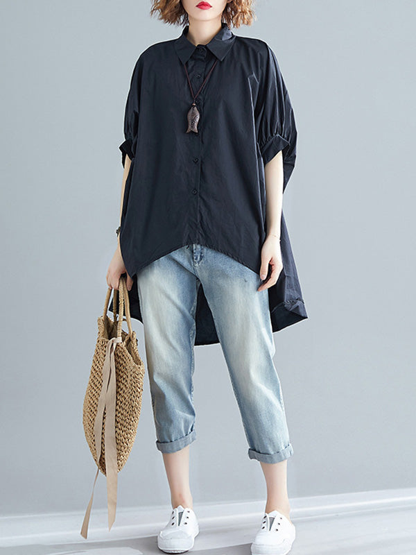 Irregular High-Low Oversize Batwing Sleeve Shirt