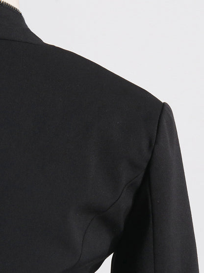 Long Sleeves Split-Joint Zipper V-neck Jackets Outerwear
