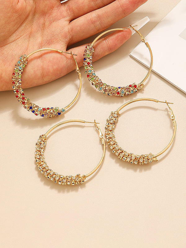 Geometric Rhine Stones Drop Earrings