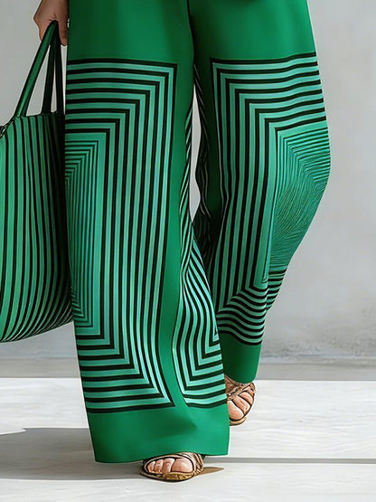 Loose Wide Leg Contrast Color Pockets Pants Trousers