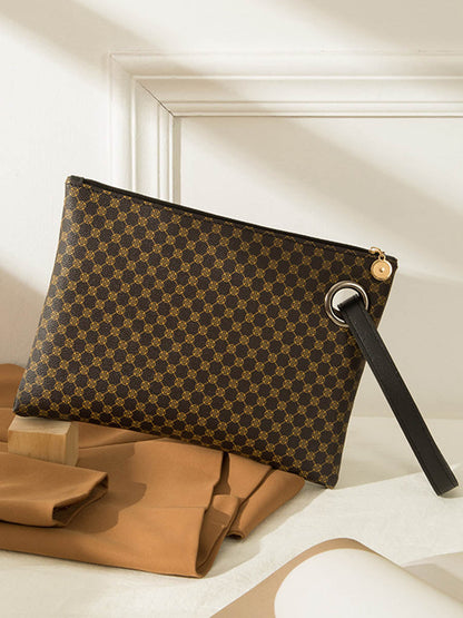 Crocodile Texture Geometric Print Zipper Handbag