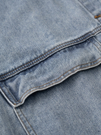 Simple Split-Joint Solid Color Denim Vest Outerwear