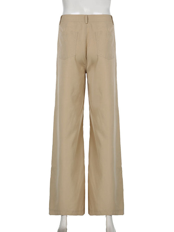 High Waisted Loose Asymmetric Printed Split-Joint Pants Trousers