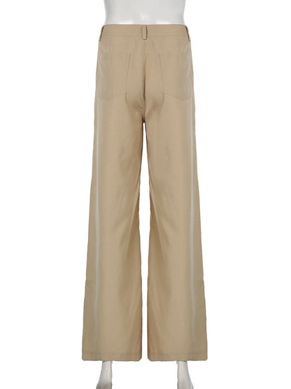 High Waisted Loose Asymmetric Printed Split-Joint Pants Trousers
