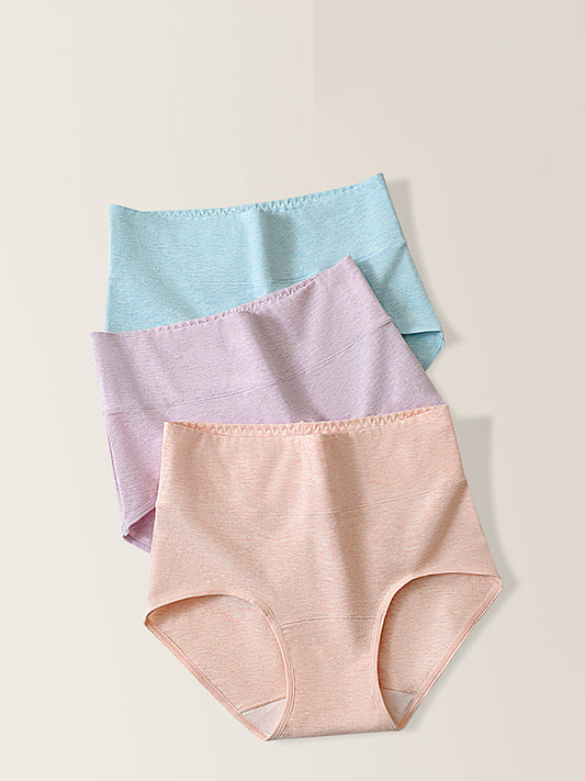 5 Pieces Women Pure Color High Waist Cotton Underwear