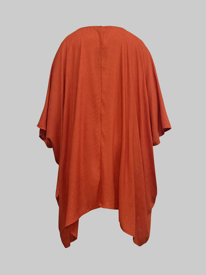 Batwing Sleeves Half Sleeves Solid Color Top + Contrast Color Wide Leg Pants Two Pieces Set