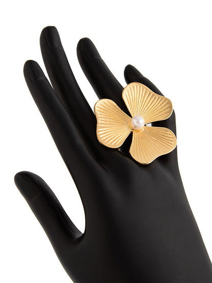 Flower Shape Pleated Shiny Rings Accessories