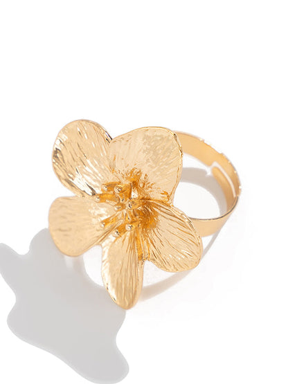 Flower Shape Pleated Shiny Rings Accessories