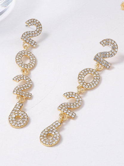 Figure Rhine Stones Shiny Earrings Accessories
