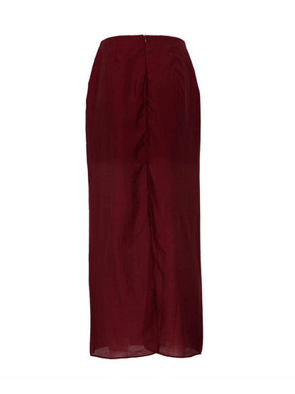 Bodycon High Waisted See-Through Solid Color Split-Joint Skirts Bottoms