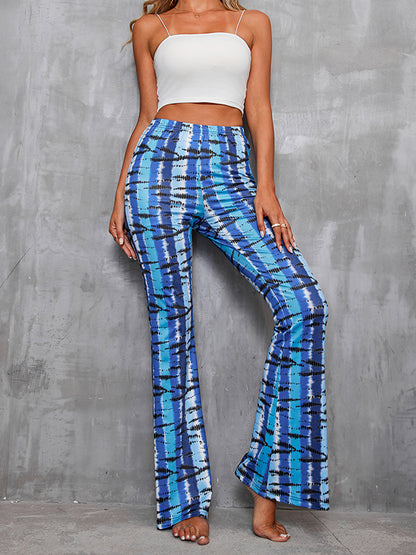 High Waisted Skinny Elasticity Printed Split-Joint Pants Trousers