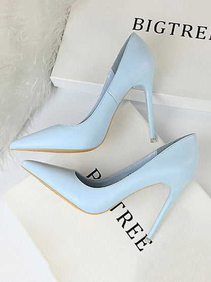 Pointed-Toe Solid Color Pumps