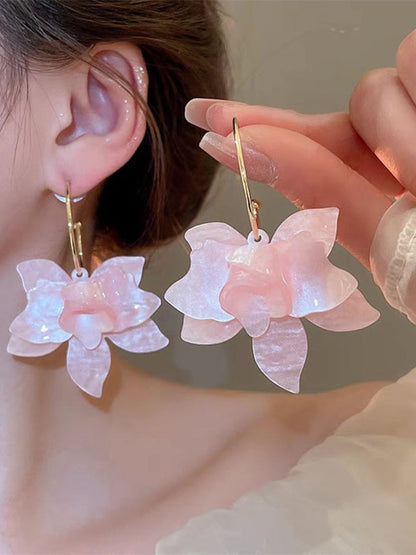 Flower Shape Solid Color Earrings Accessories