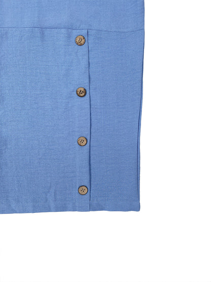 Loose Wide Leg Buttoned Pockets Solid Color Pants Trousers