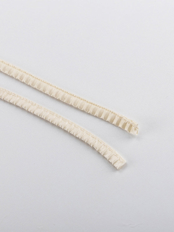 Long Sleeves Loose Lace-Up Pleated Solid Color Split-Joint Deep V-Neck Blouses&Shirts Tops