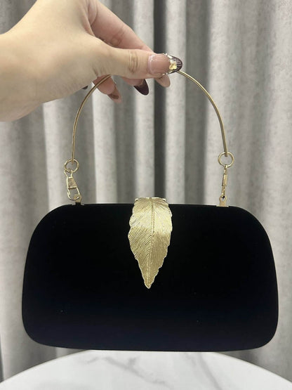 Chains Leaves Shape Lock Pleated Crossbody Bags Evening Bags & Clutches