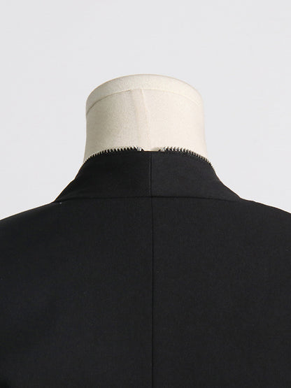 Long Sleeves Split-Joint Zipper V-neck Jackets Outerwear