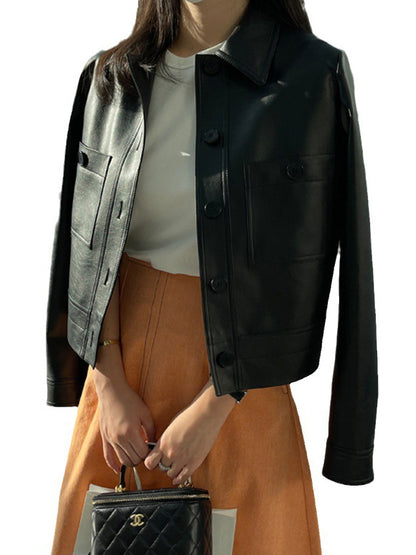 Long Sleeves Buttoned Pockets Lapel Jackets Outerwear