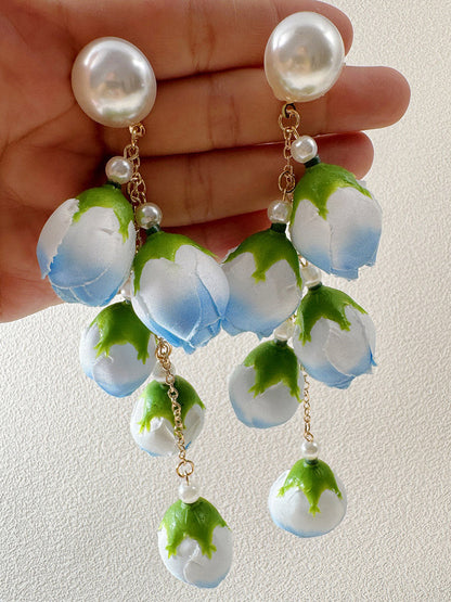 Tasseled Flower Shape Drop Earrings