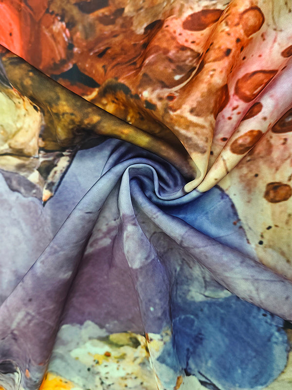 Batwing Sleeves Loose Gauze Printed Split-Joint V-Neck Maxi Dresses